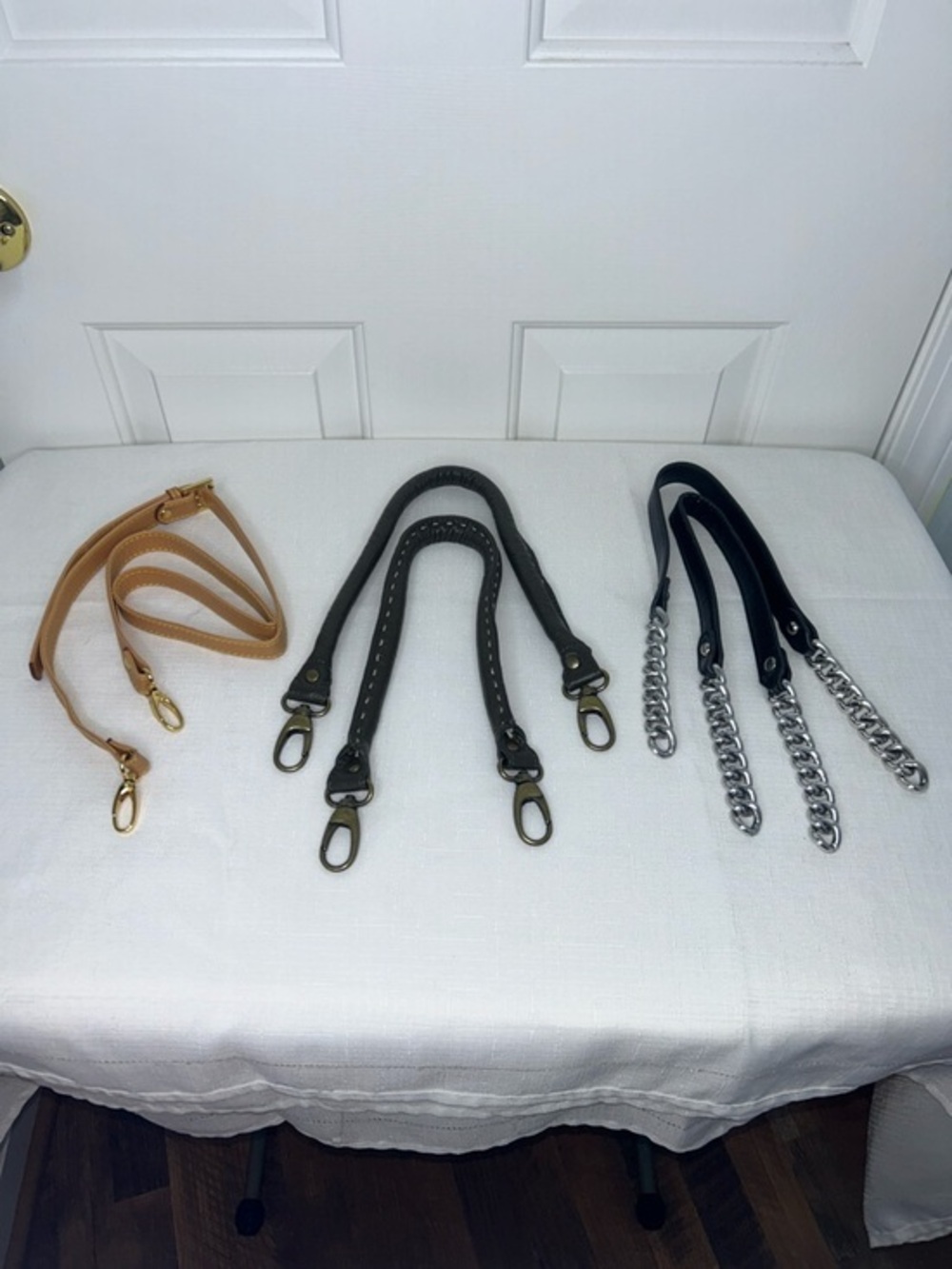 Miche Replacement Bag Straps Trio Tan, Black, Dark Green With silver brass &gold